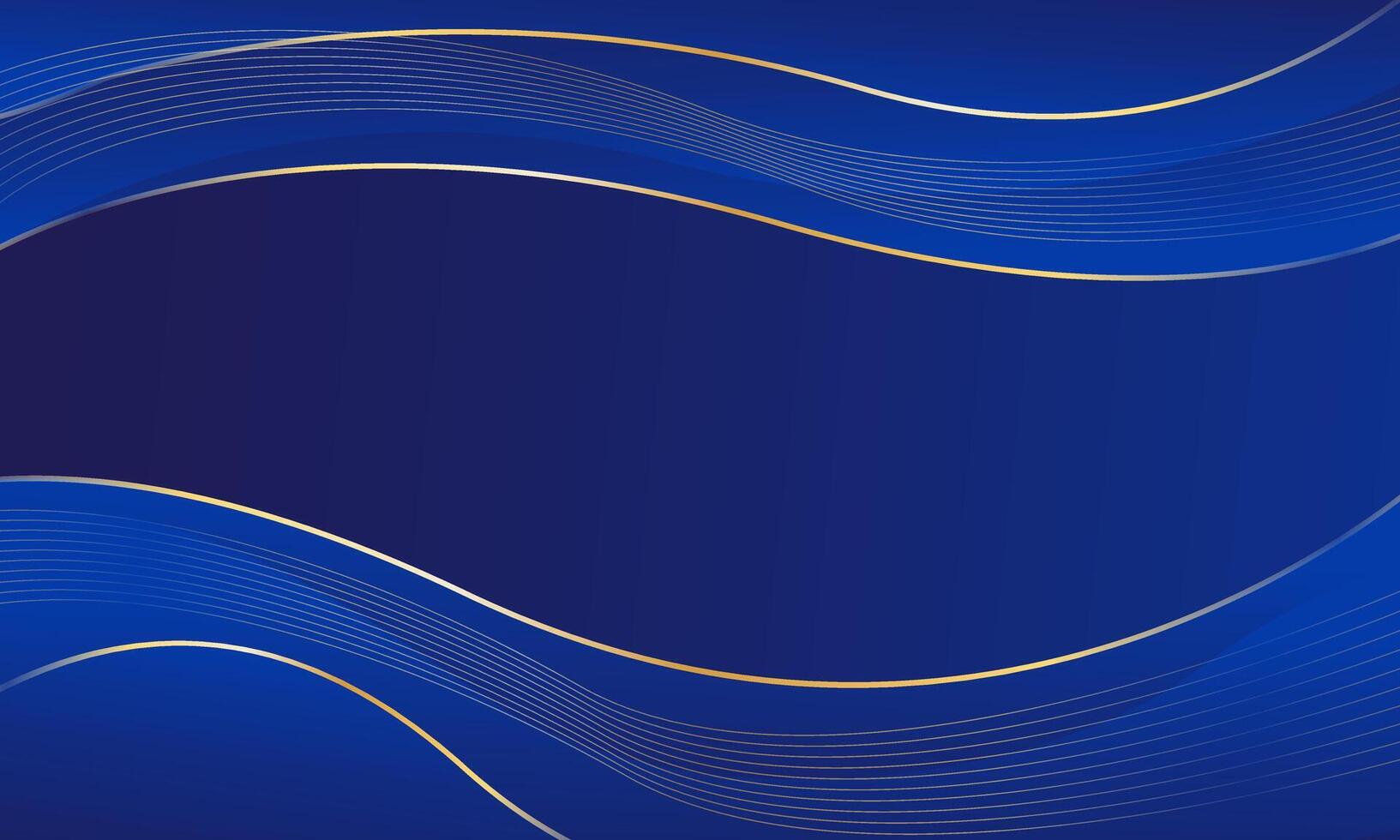 Elegant blue luxury wave background with gold lines. Abstract modern wallpapers vector