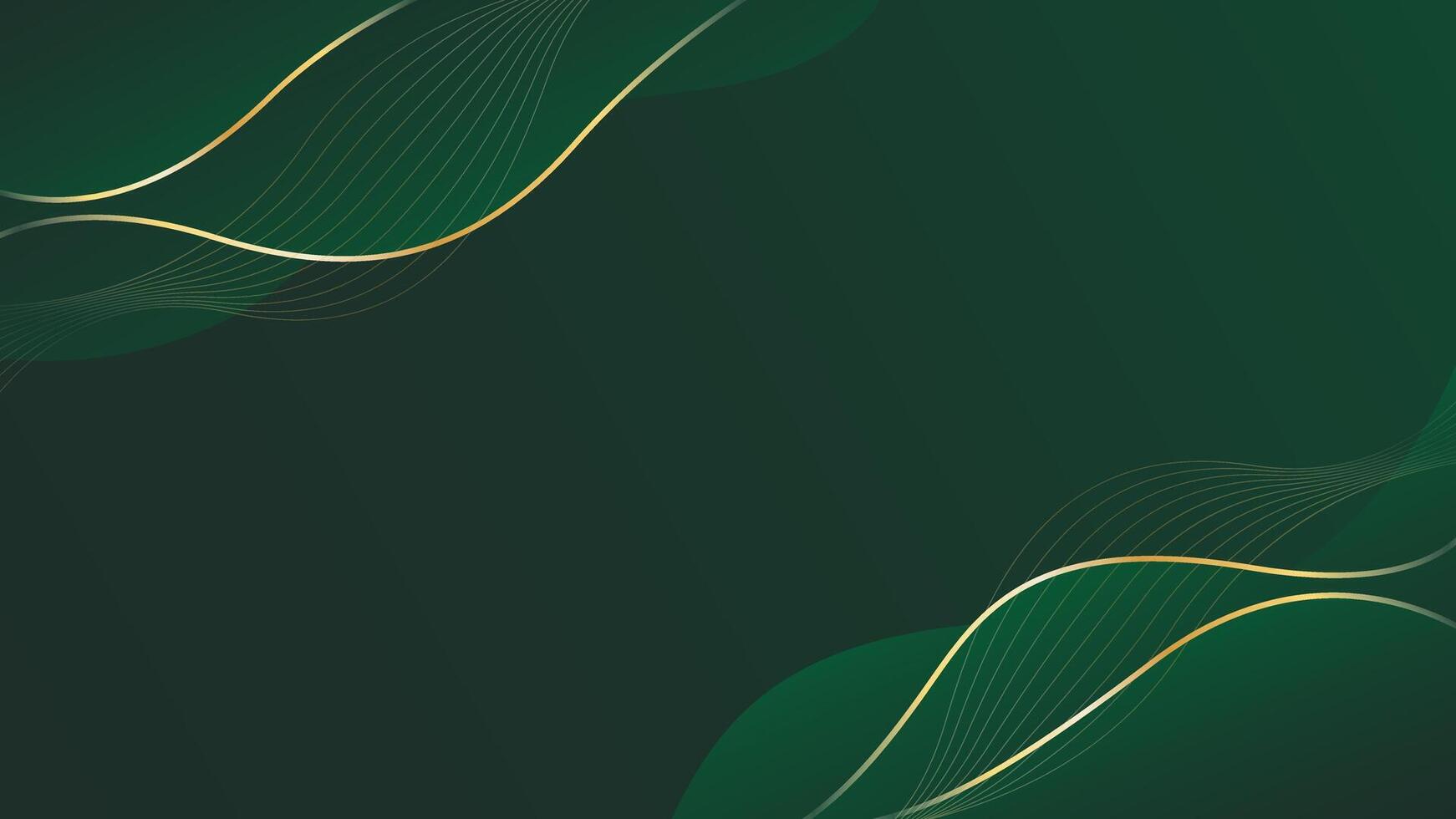 Emerald green abstract luxury background with gold lines. Elegant wave modern wallpaper vector