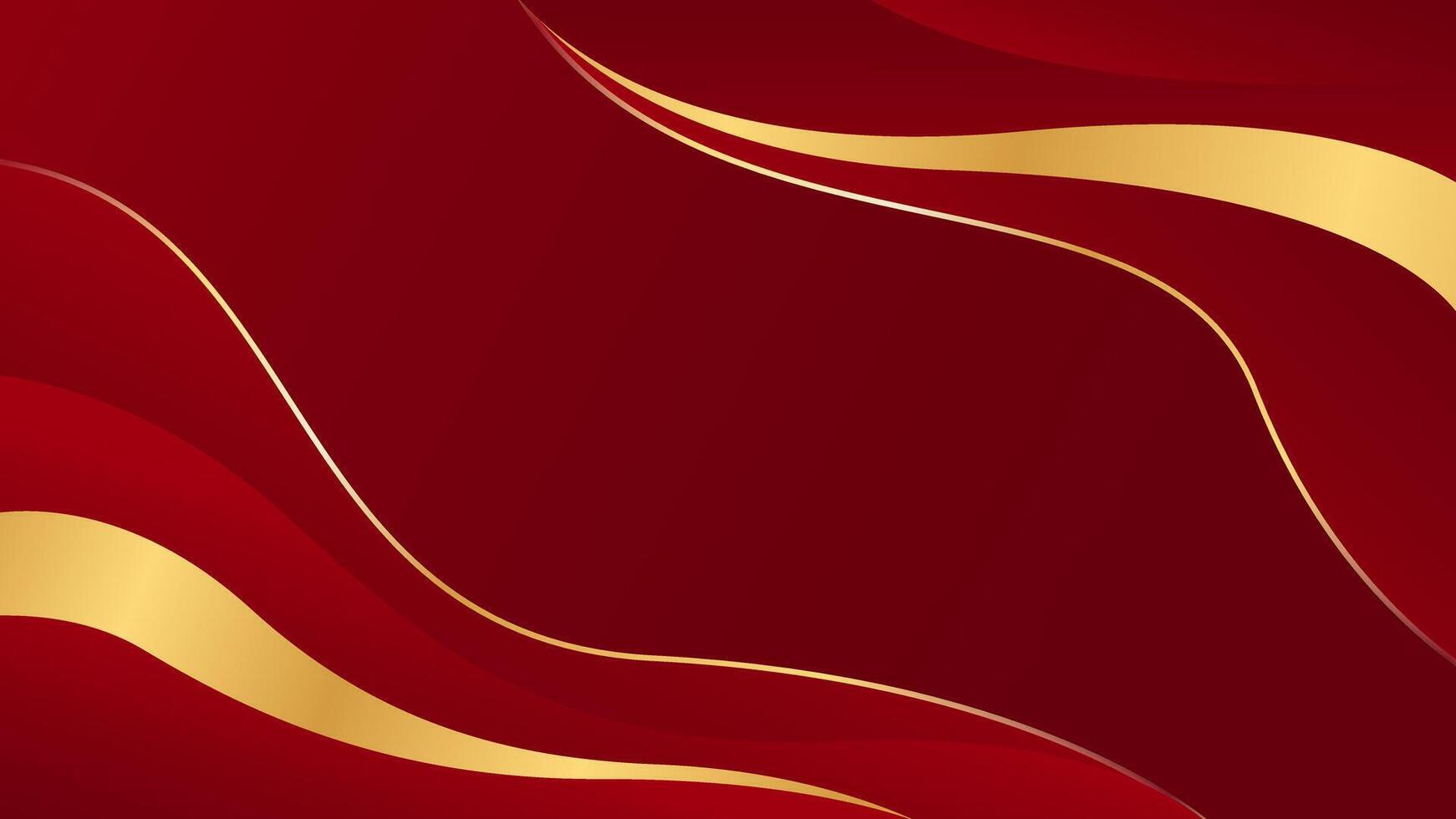 Abstract red luxury wave background with gold lines. Elegant modern wallpapers vector