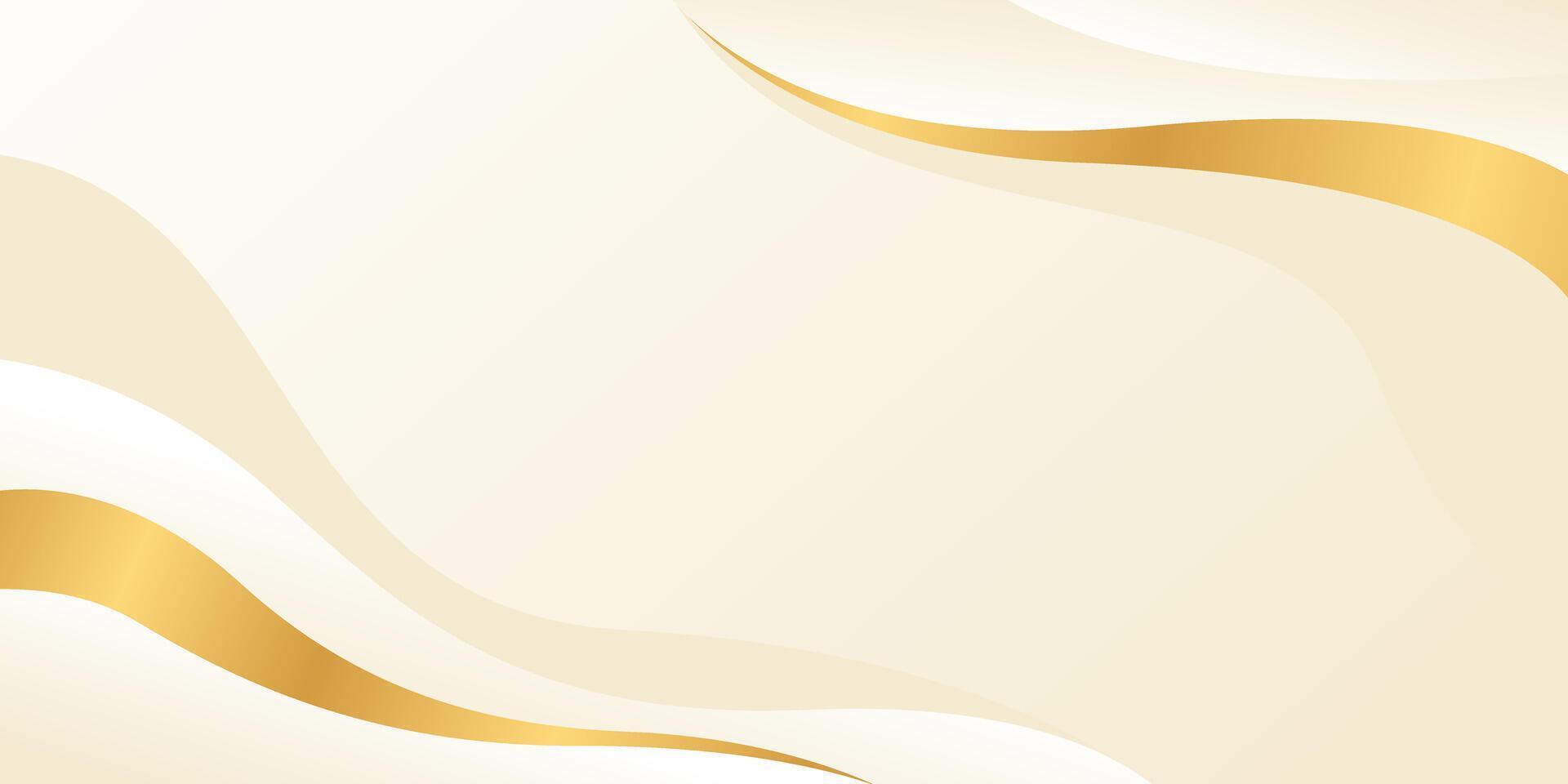 Abstract cream color luxury wave background with gold lines vector