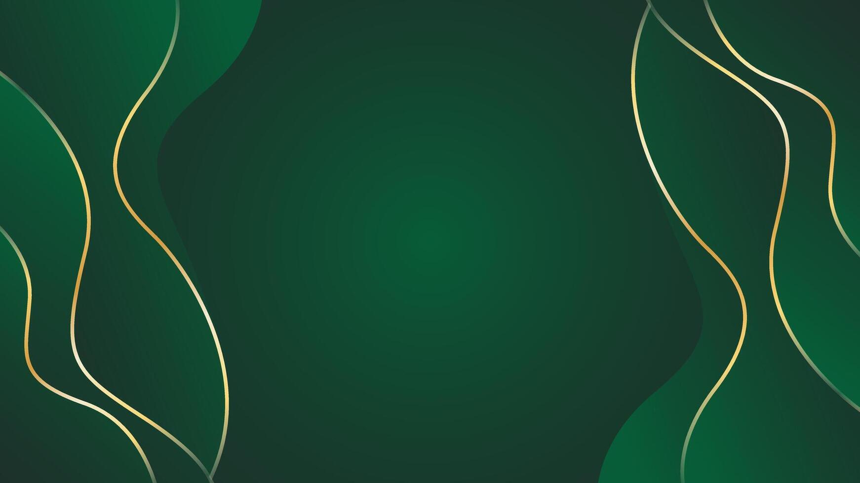 Emerald green abstract luxury background with gold lines. Elegant wave modern wallpaper vector