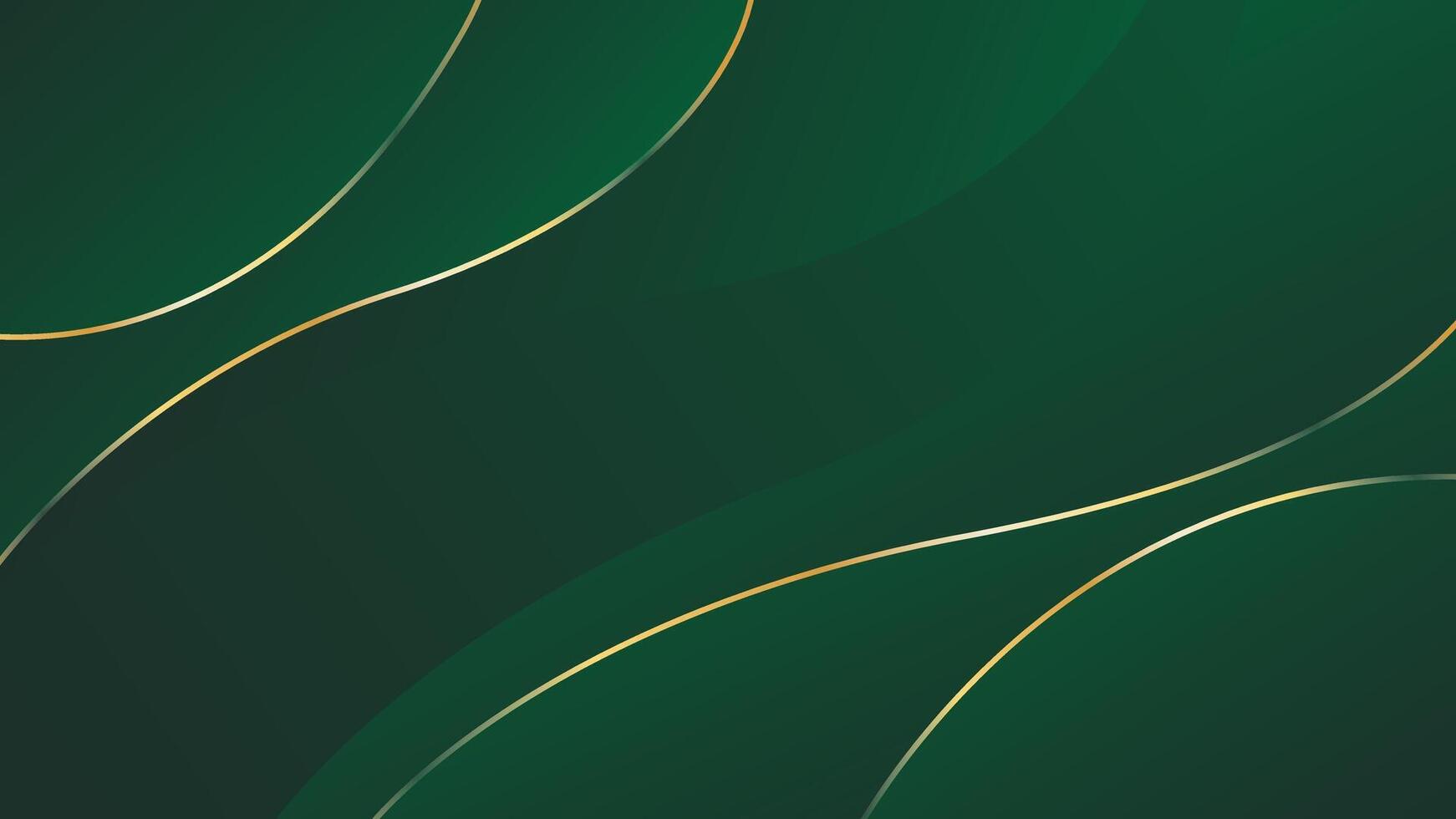 Emerald green abstract luxury background with gold lines. Elegant wave modern wallpaper vector
