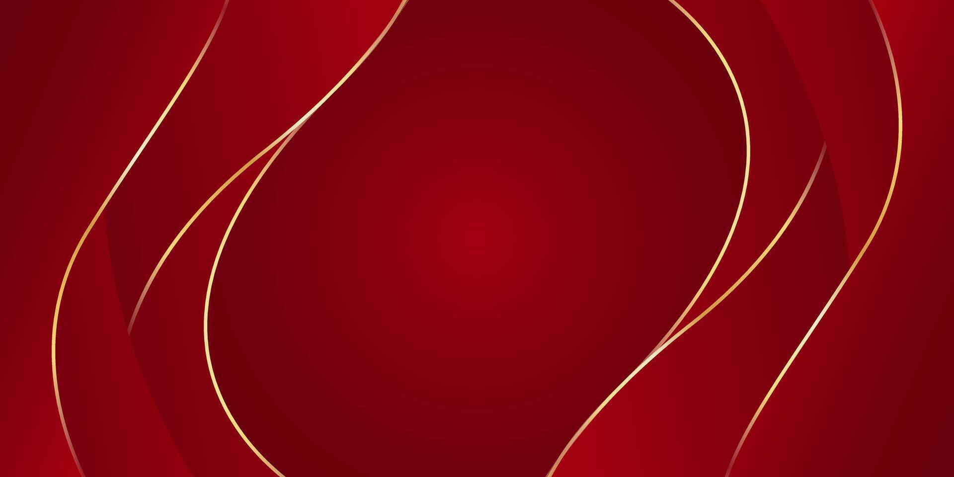Elegant red luxury wave background with gold lines. Abstract modern wallpapers vector