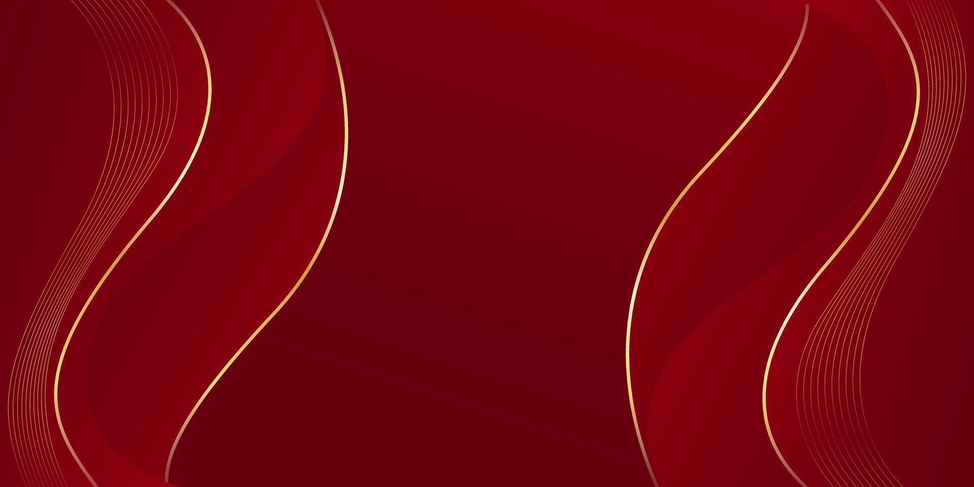 Abstract red luxury wave background with gold lines. Elegant modern wallpapers vector