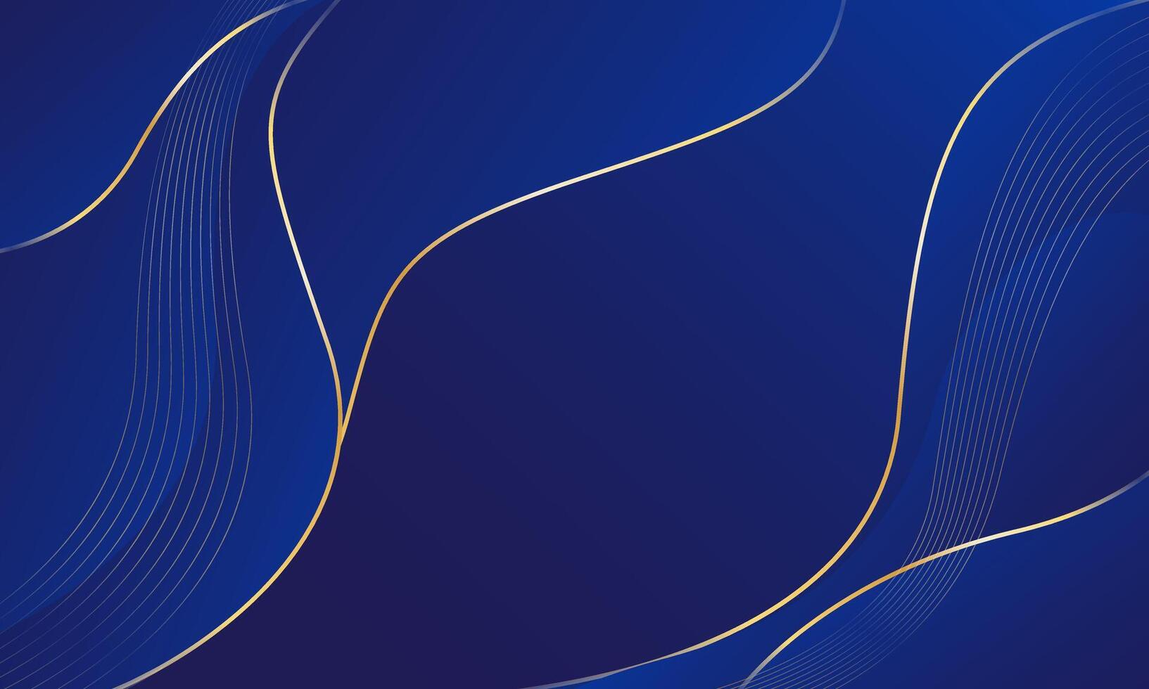 Elegant blue luxury wave background with gold lines. Abstract modern wallpapers vector