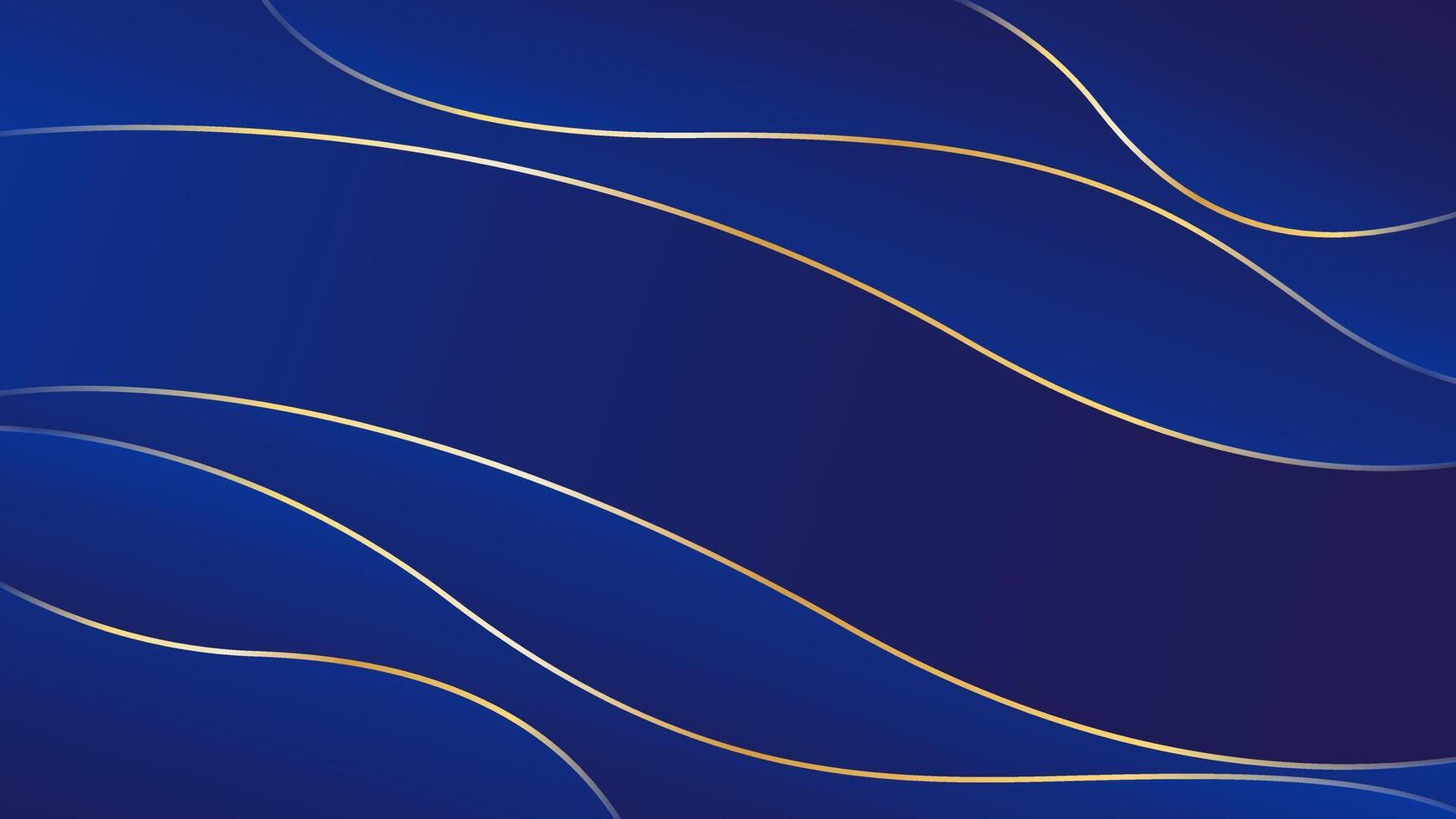Abstract blue luxury wave background with gold lines. Elegant modern wallpapers vector