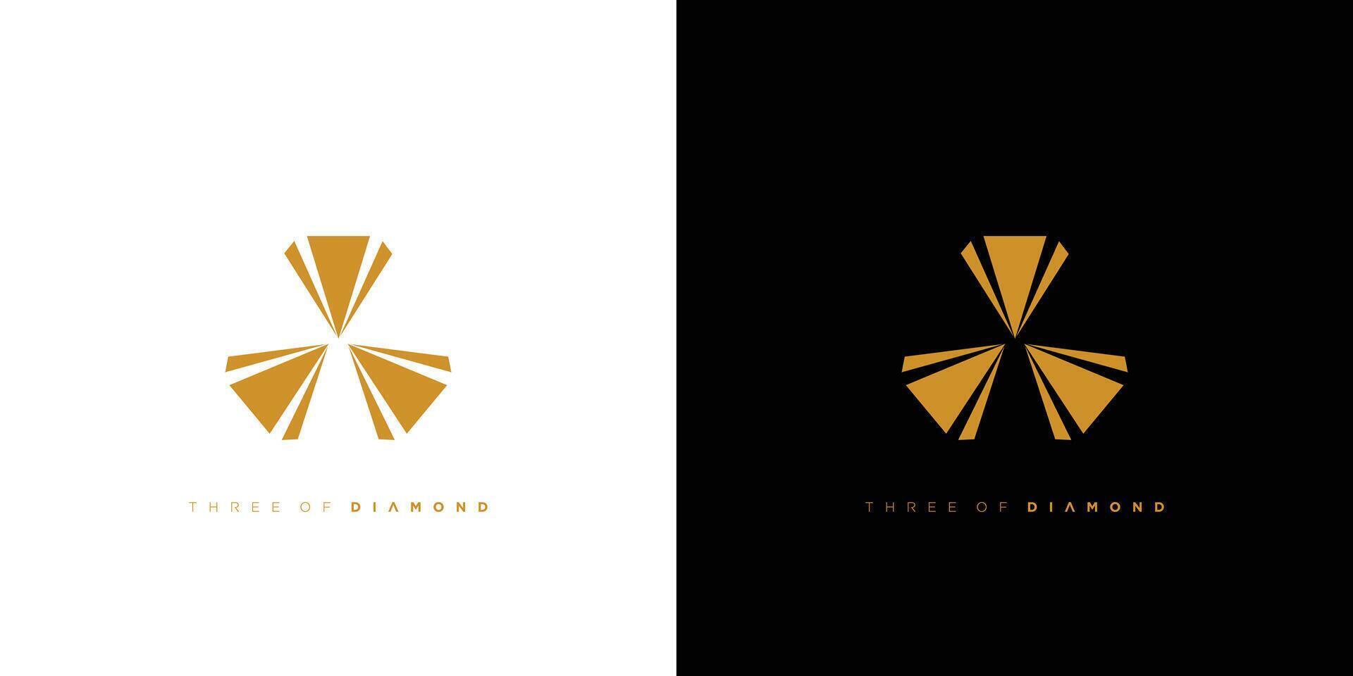 Luxurious and modern three diamond logo design vector