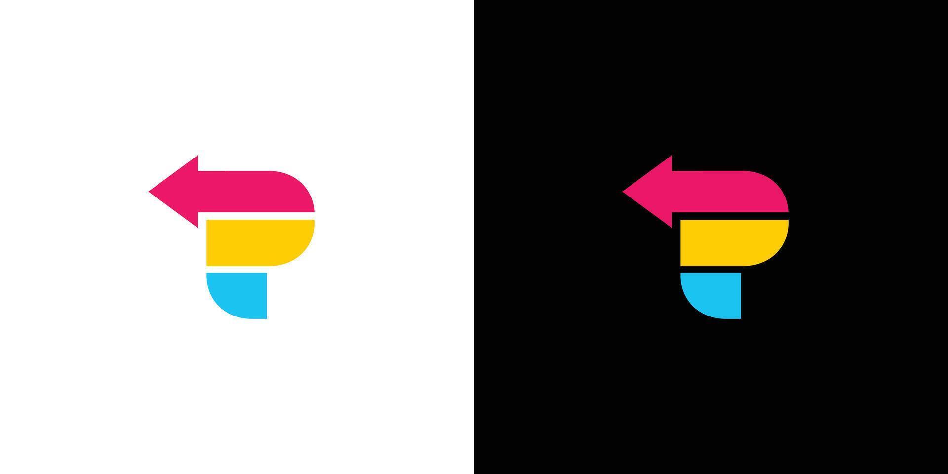 Colorful and modern letter P arrow initials logo design vector