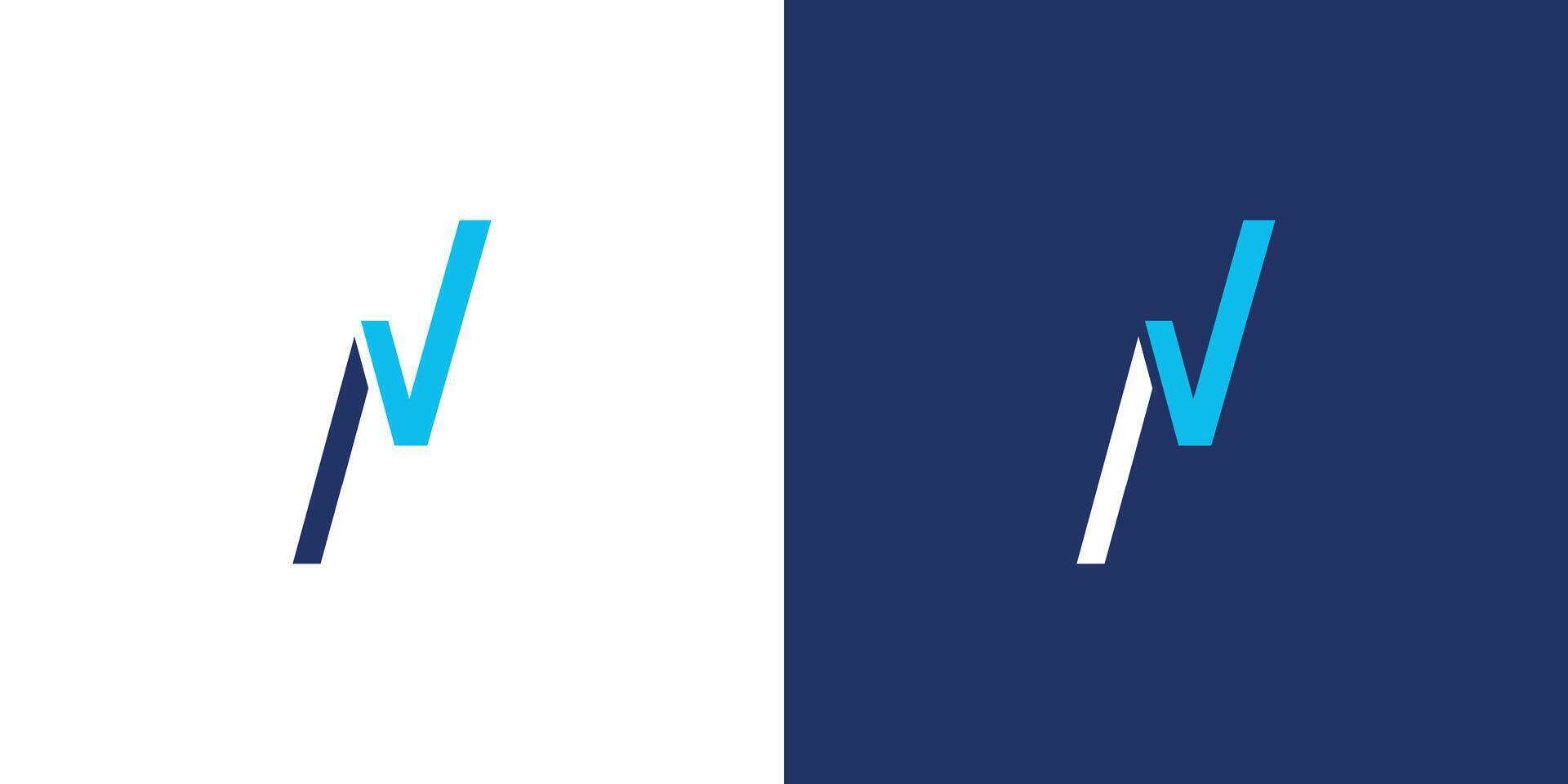 Modern and unique NV logo design vector