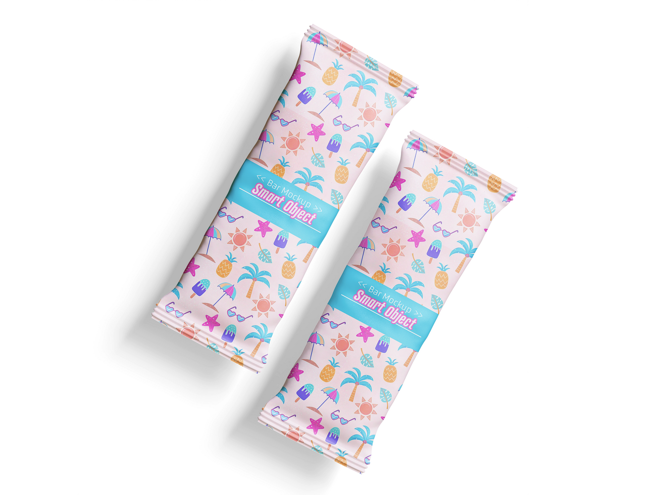 Two lie down bar packaging mockup psd