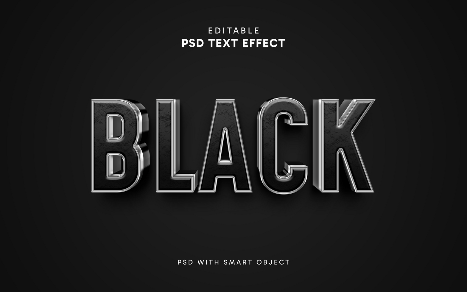 Black 3D Text Effect psd