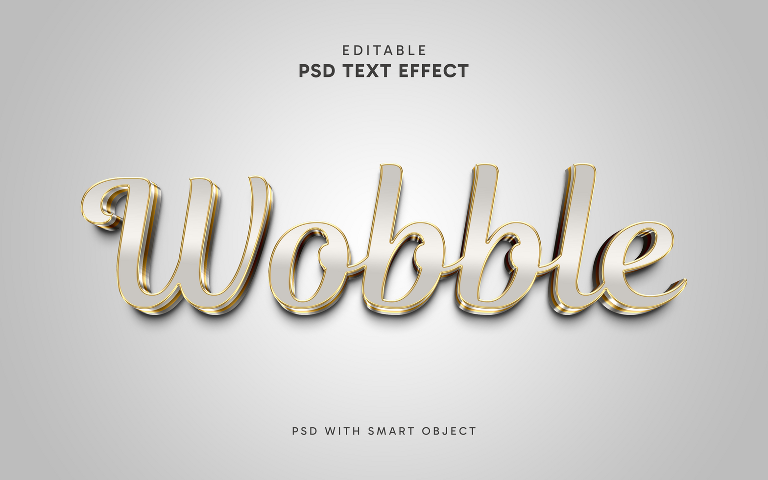 Wobble Gold 3D Text Effect psd
