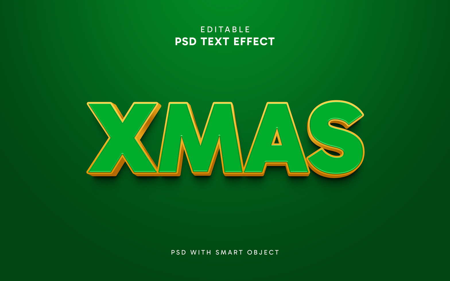 Xmas Text Effect On Green Background psd