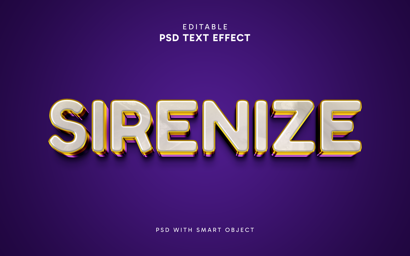 3D Text Effect With The Word Sirenize psd