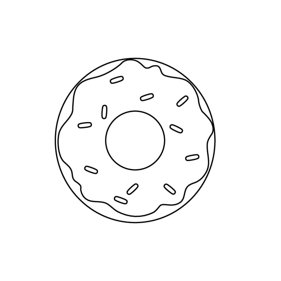 donut isolated on white background for coloring book activity vector