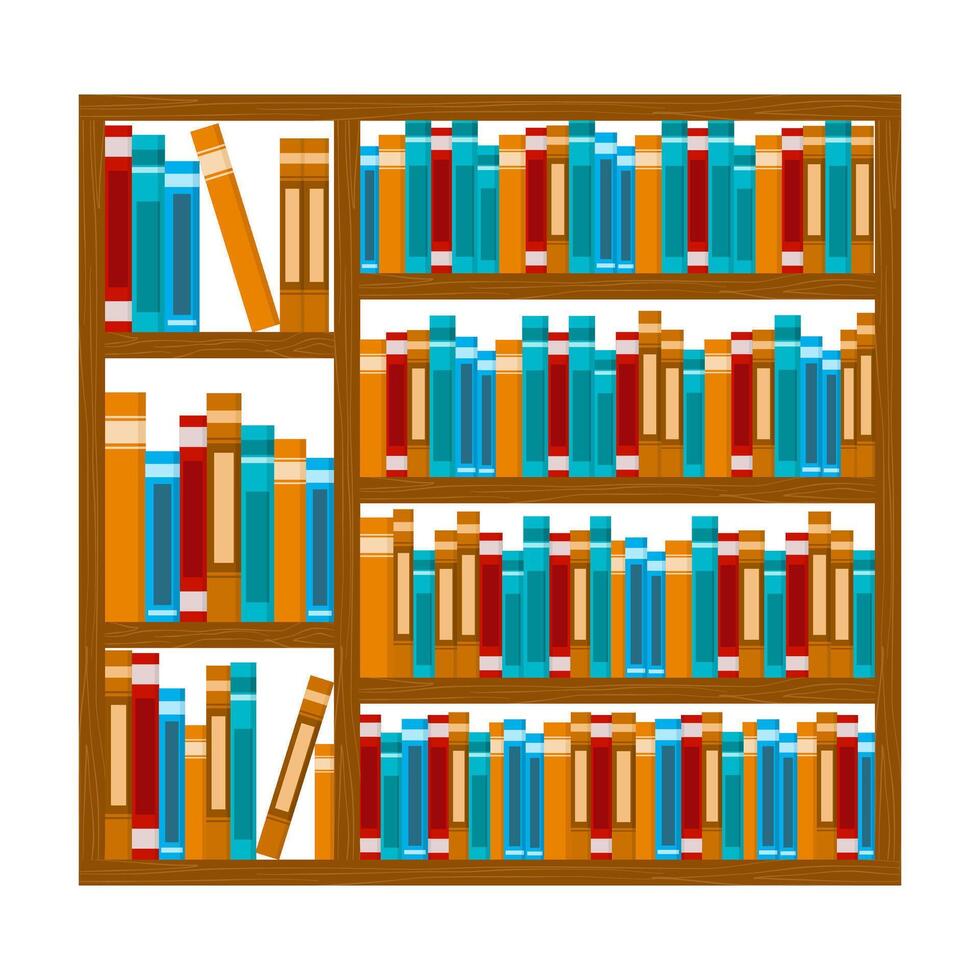 bookshelf with colorful books vector