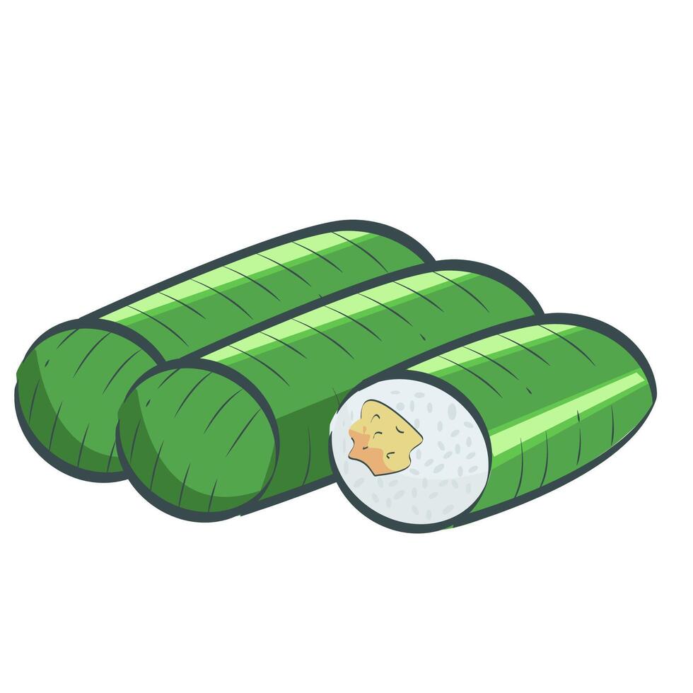 Lemper Illustration, Indonesian Traditional Food vector