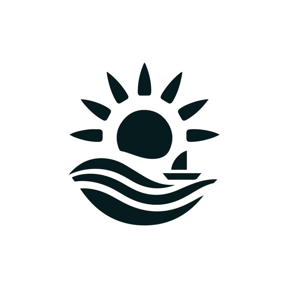Sun and sea logo design vector