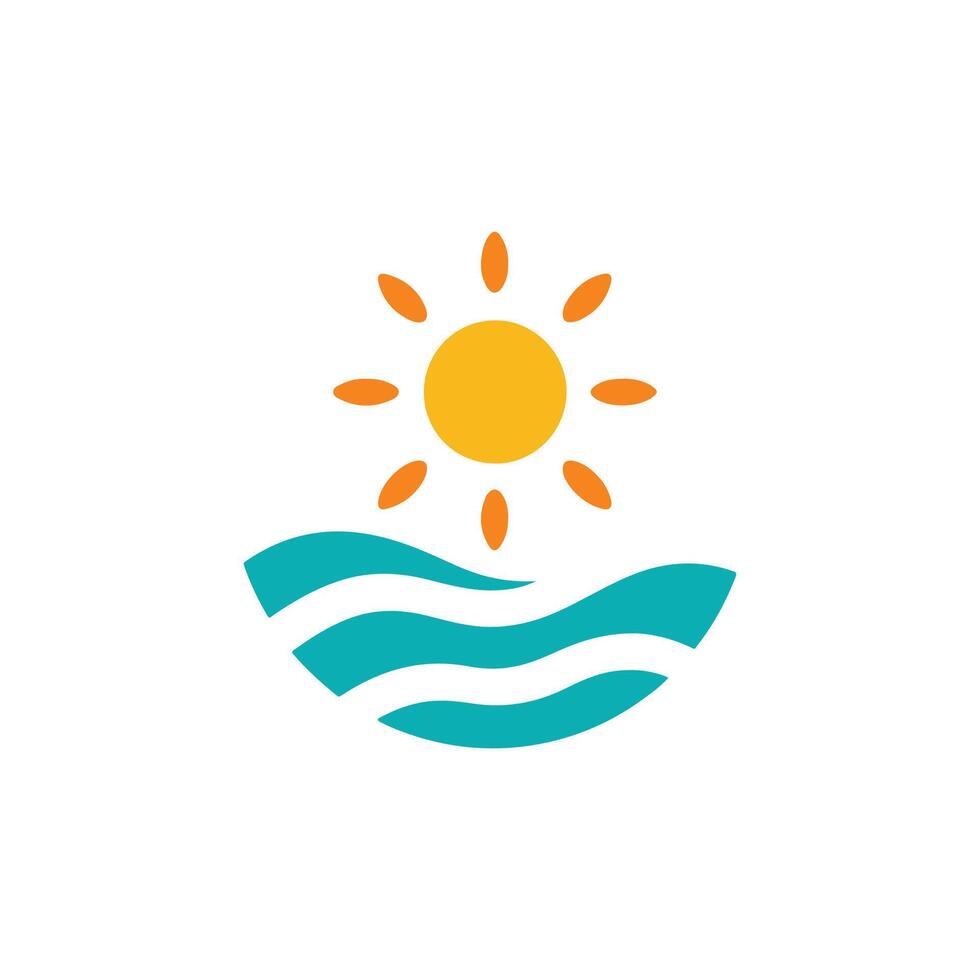 The sun and waves logo design vector