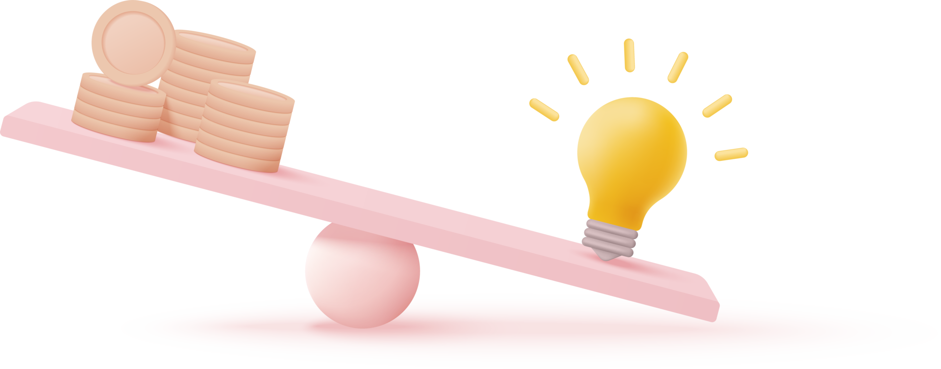A pink balance with a light bulb and coins png