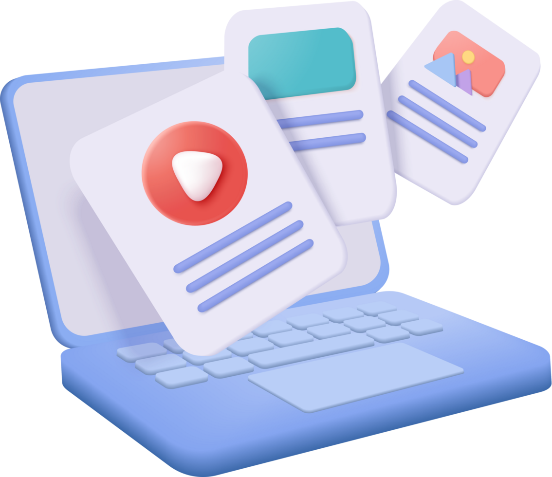 A laptop with a player and a card png