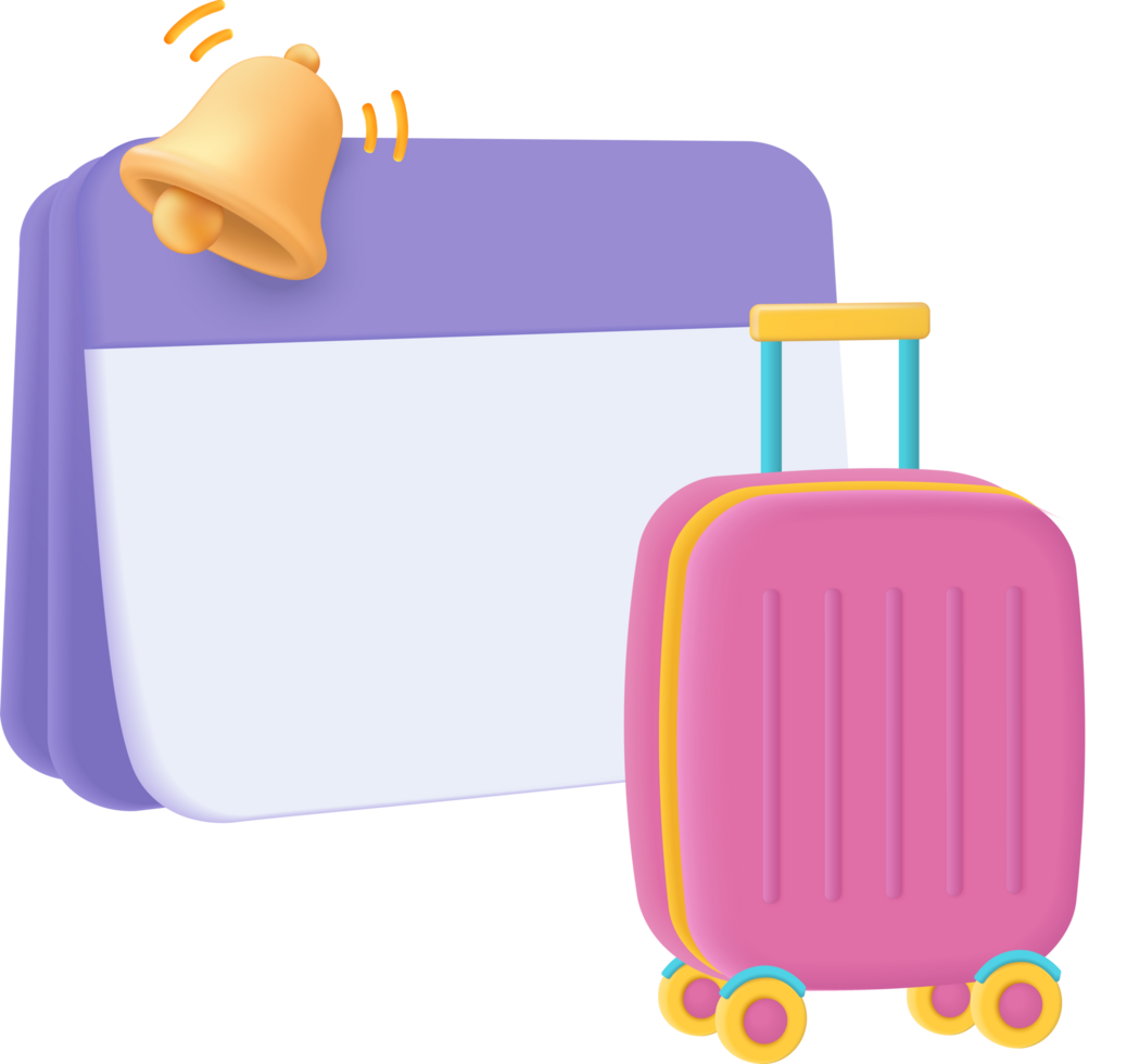 A pink suitcase and a purple notebook png