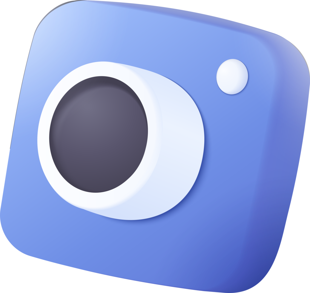 A blue camera icon with a white circle in the middle png