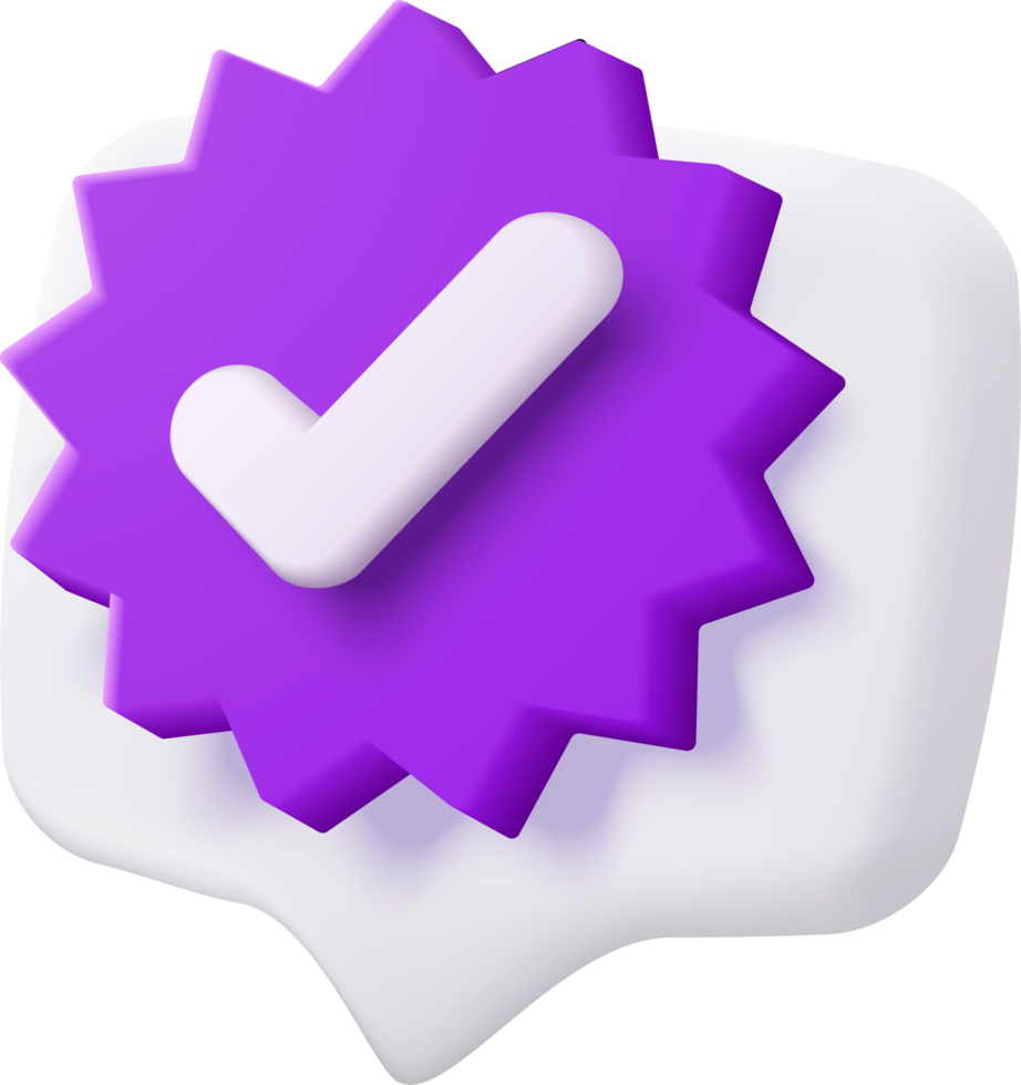A purple star with a check mark on it png