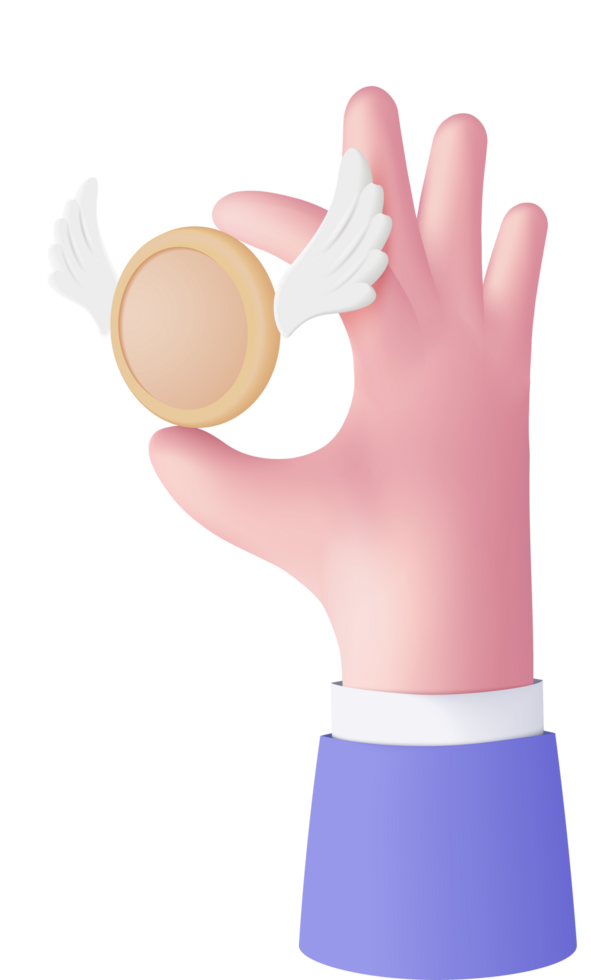 A hand holding a cookie with wings on it png