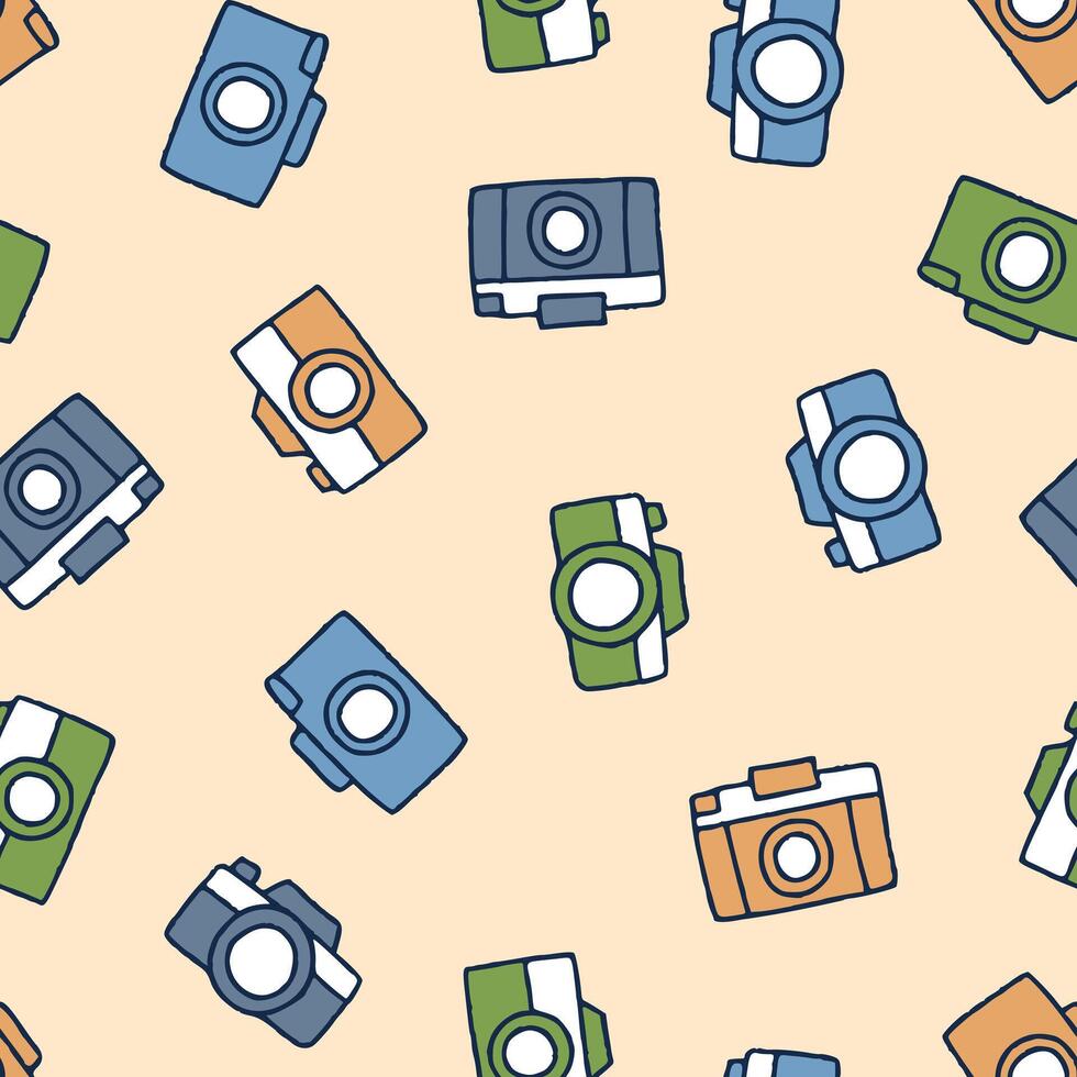 Camera Seamless Pattern illustration for Print, Wallpaper, Decoration. vector