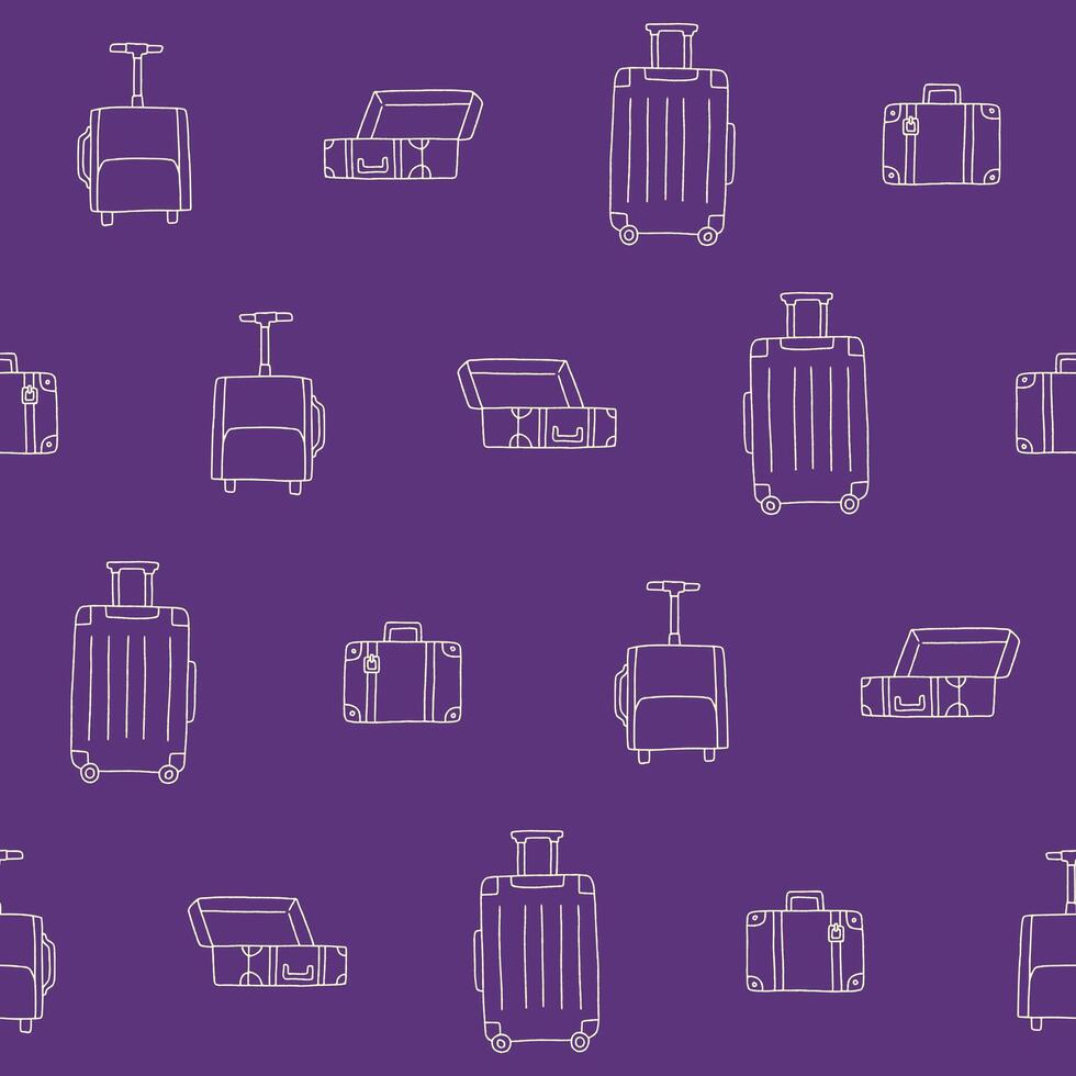 Outline Collection of Suitcase Seamless Pattern illustration for Print, Wallpaper, Decoration. vector