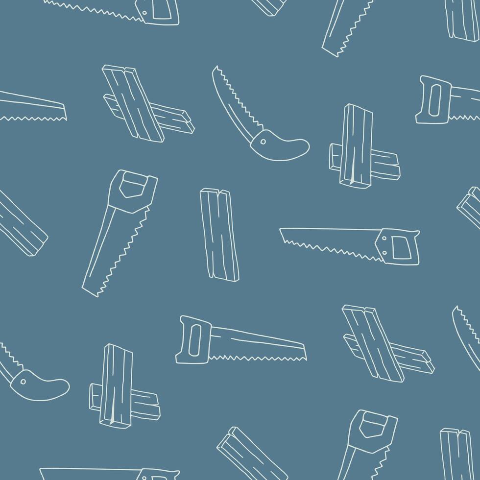 Outline Saw Wood Plank Seamless Pattern illustration Design vector