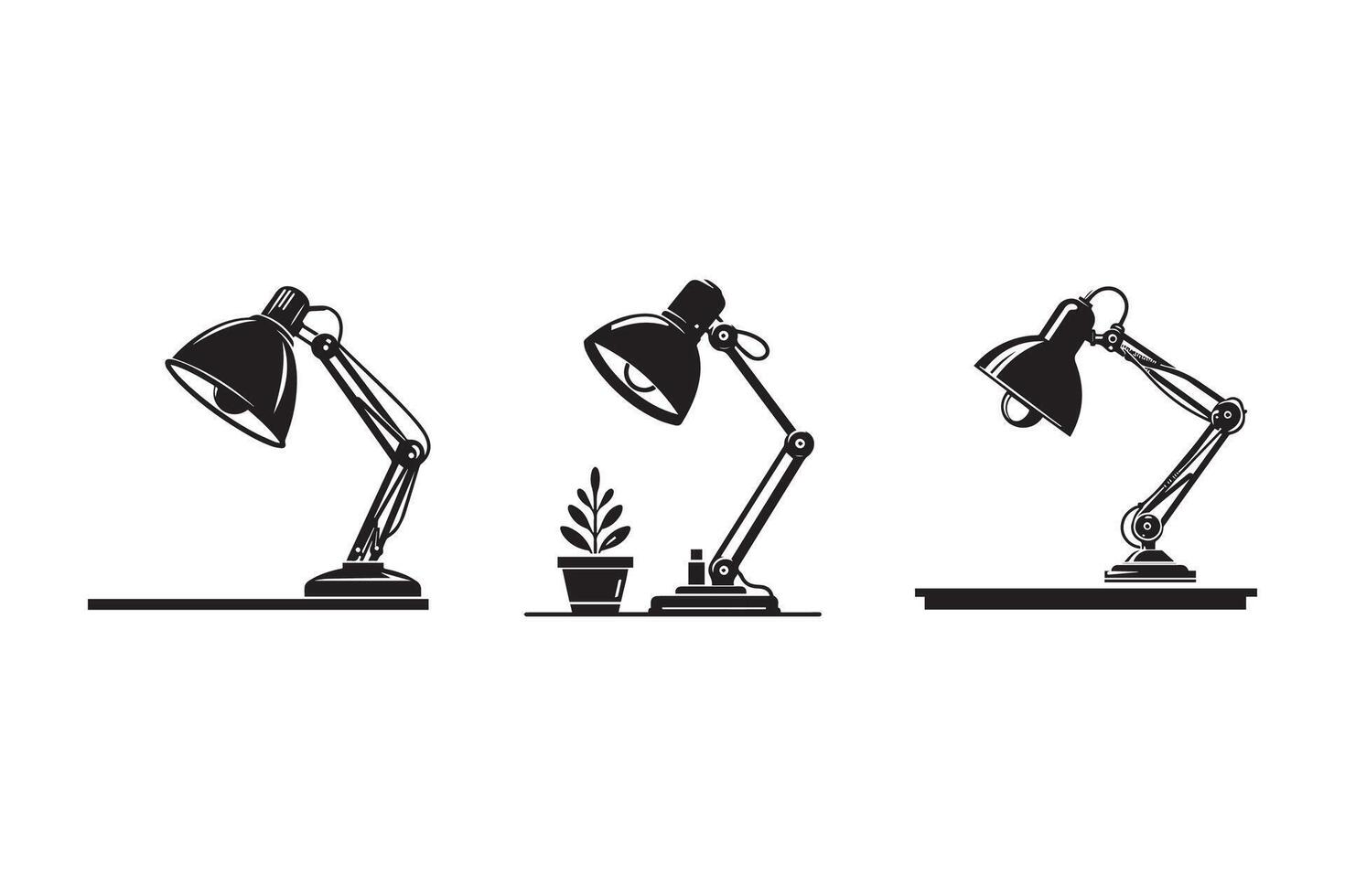 Table lamp for Desk Study Flat silhouette Illustration Design vector
