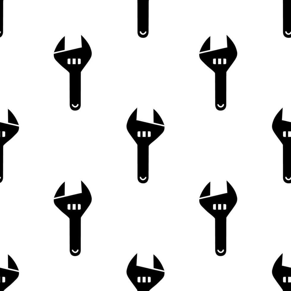 Cartoon doodle silhouette adjustable wrench seamless pattern, . vector