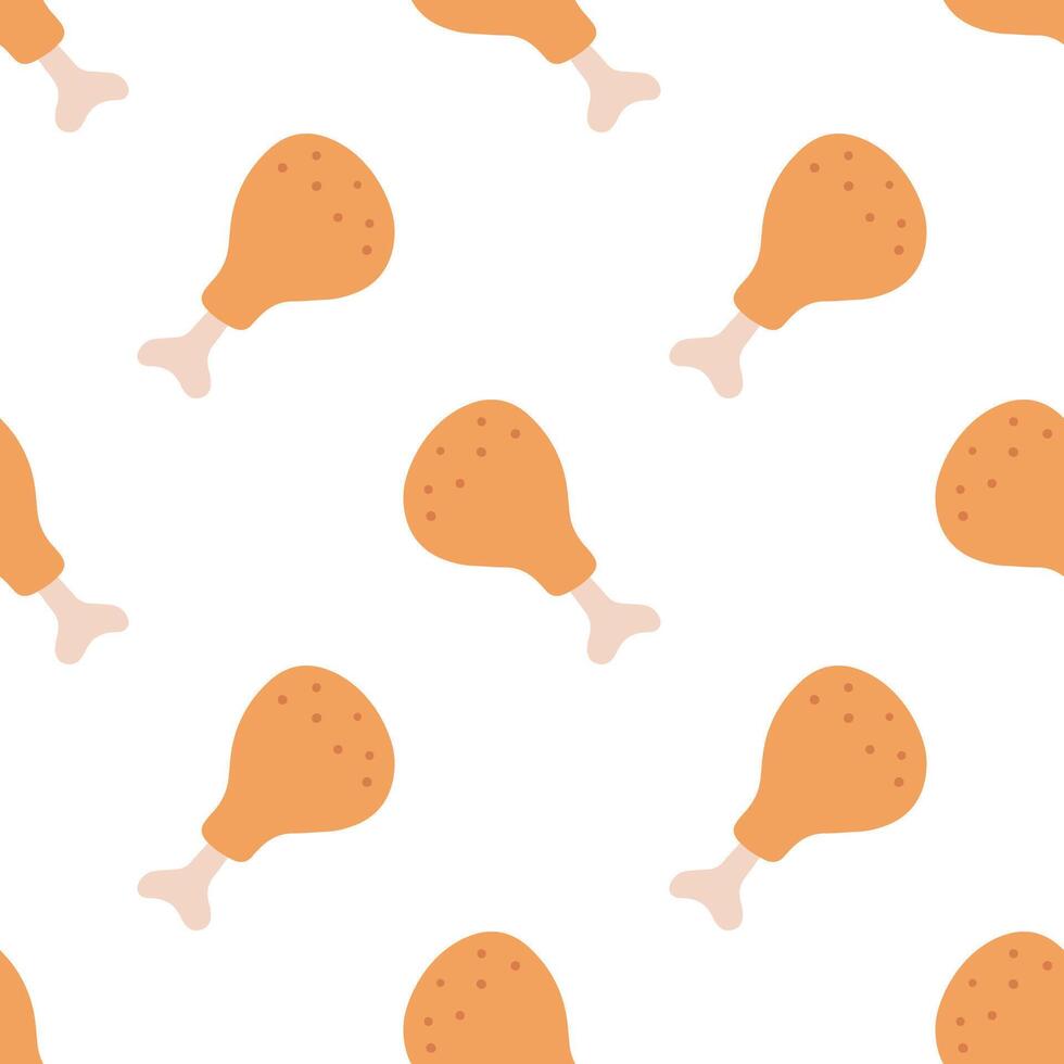 Cartoon Drumstick Chicken seamless patterns, . vector