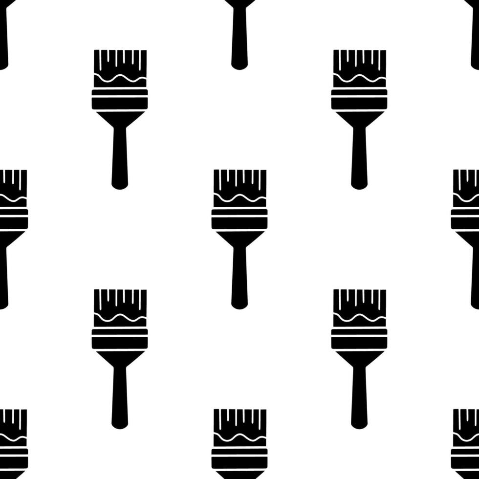 Cartoon doodle silhouette paint brush seamless pattern, . vector
