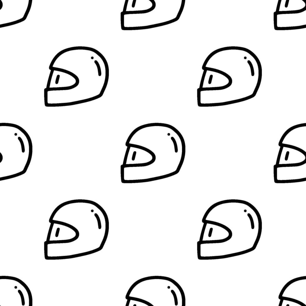 Full face Helmet cartoon doodle seamless pattern, . vector