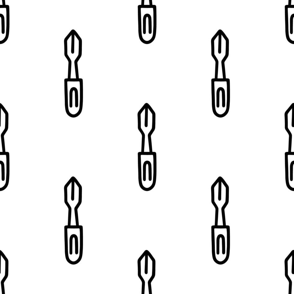 Cartoon doodle cute screwdriver seamless pattern, . vector