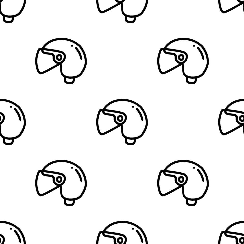 Half face Helmet cartoon doodle seamless pattern, . vector