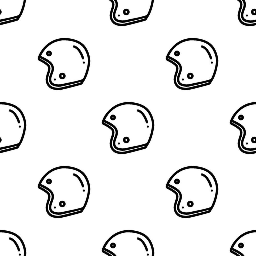 Cute Helmet cartoon doodle seamless pattern, . vector