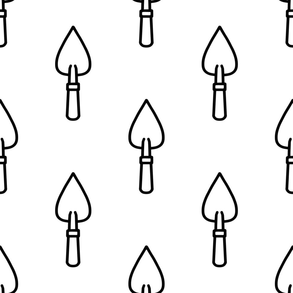 Cartoon doodle trowel seamless pattern, . vector
