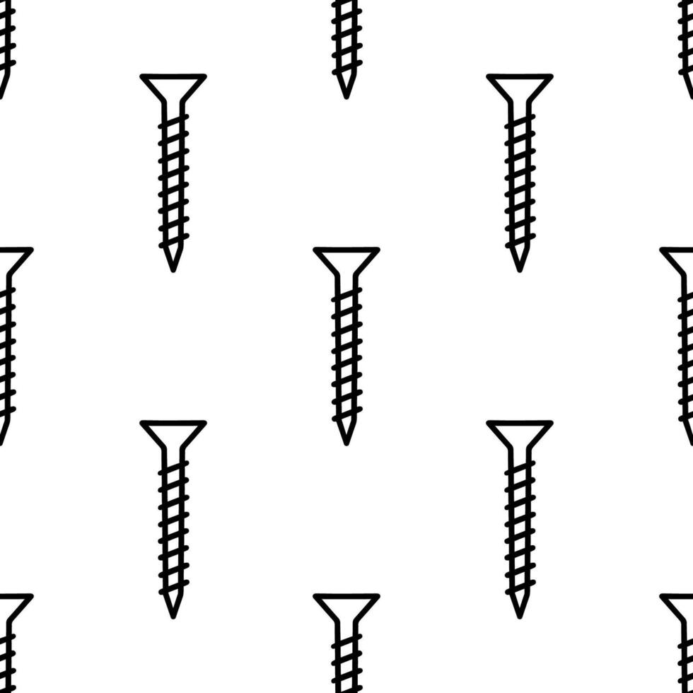 Cartoon doodle screw seamless pattern, . vector
