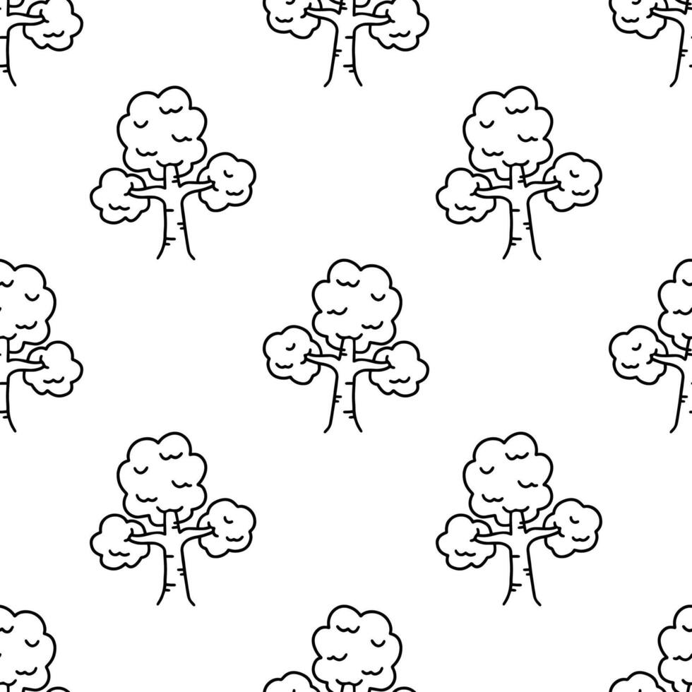 Cartoon doodle tree seamless pattern. vector
