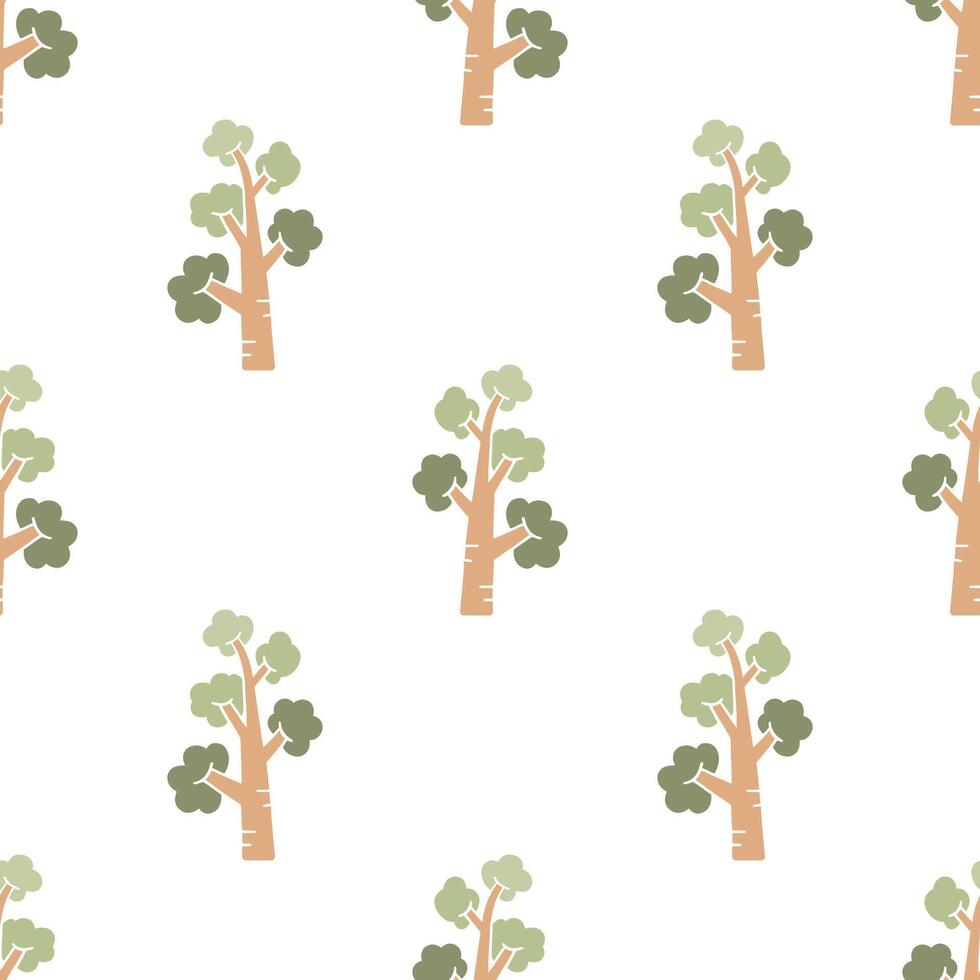 Cartoon cute tree seamless pattern. vector