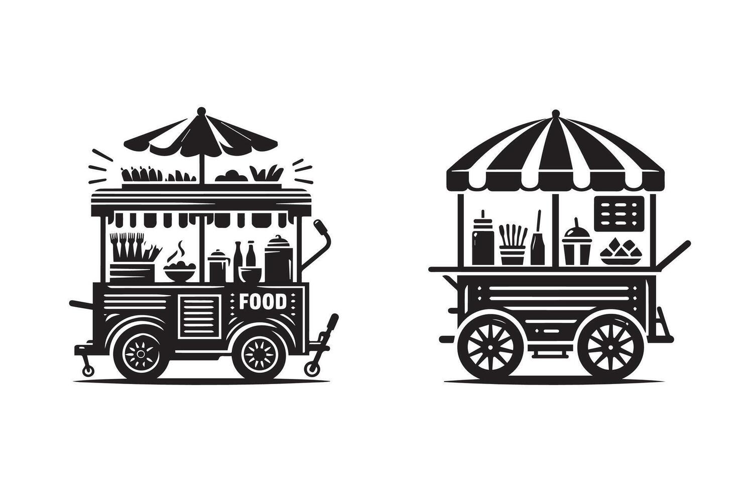Street Food Cart Silhouette Illustration Design vector
