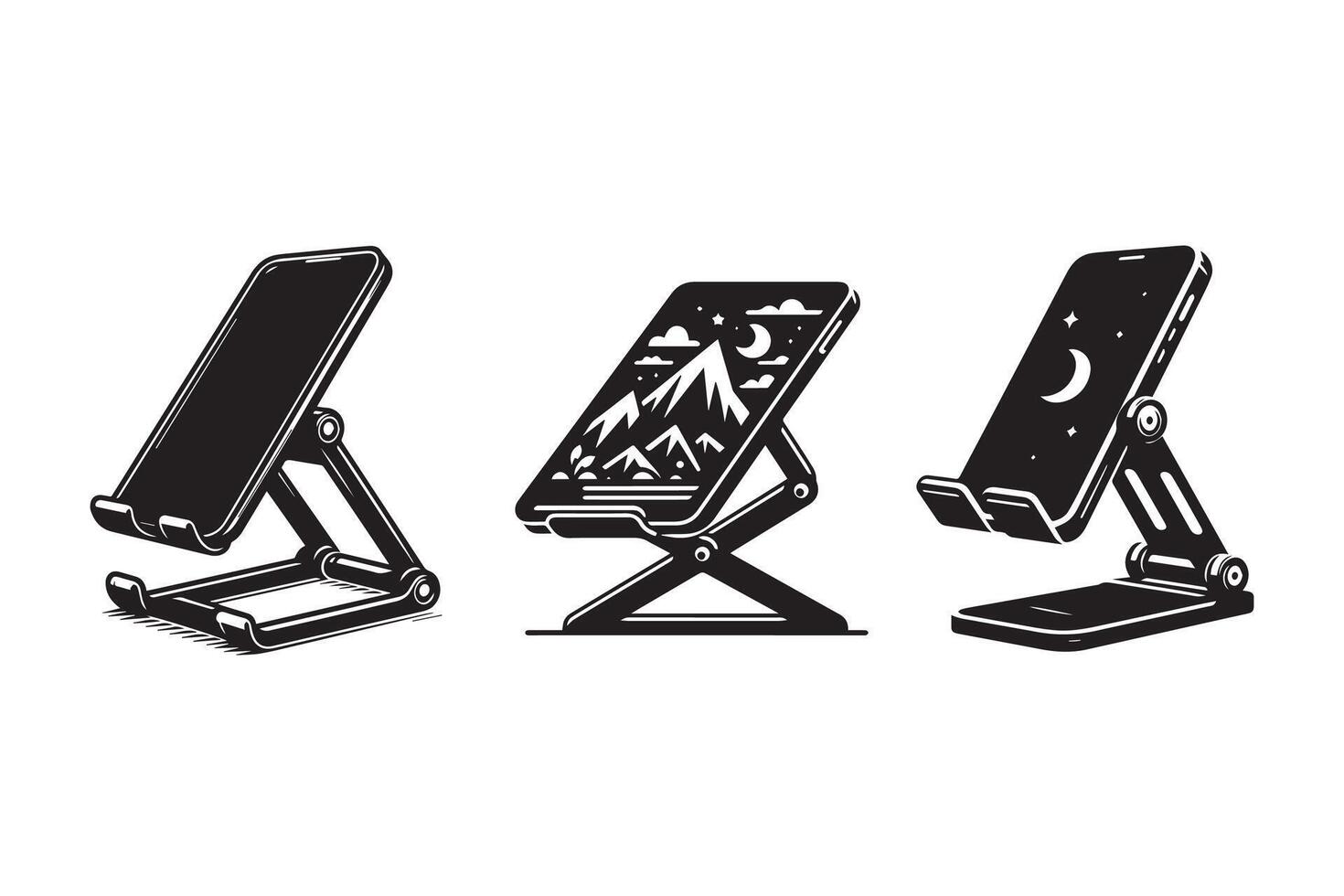 Mobile or Cell Phone Stand Silhouette Illustration vector