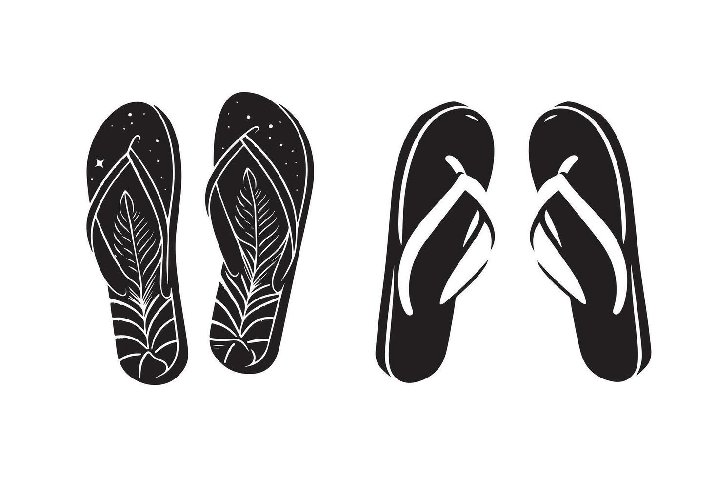 Slipper Flip Flop sandal Silhouette Illustration vector