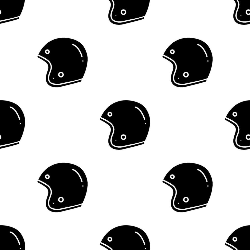 Cute Helmet cartoon silhouette seamless pattern, . vector