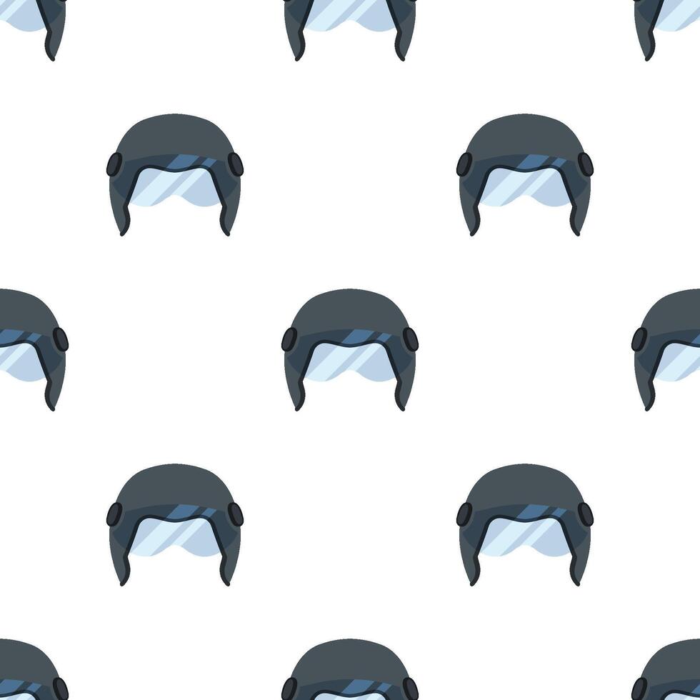 Pilot helmet cartoon silhouette seamless pattern, . vector