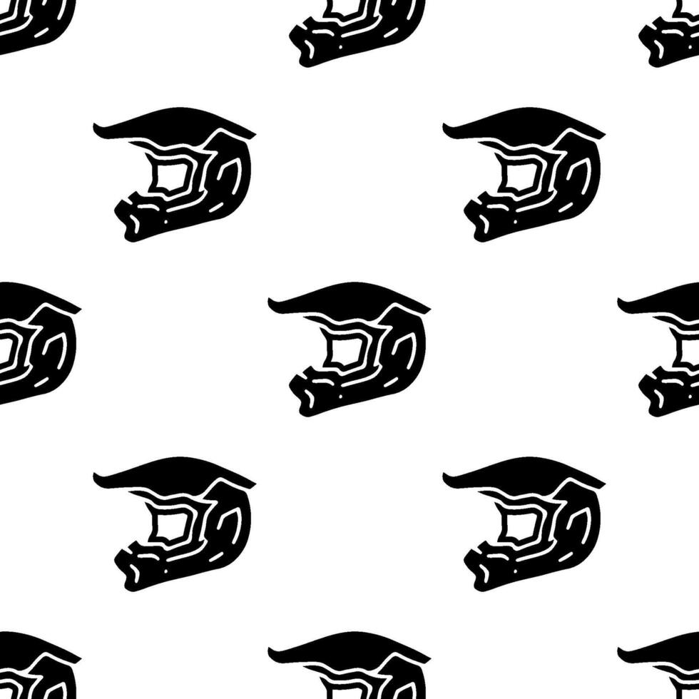 Motocross helmet cartoon silhouette seamless pattern, . vector